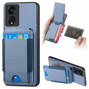 For OPPO Reno8 T 5G Carbon Fiber Vertical Flip Wallet Stand Phone Case(Blue)