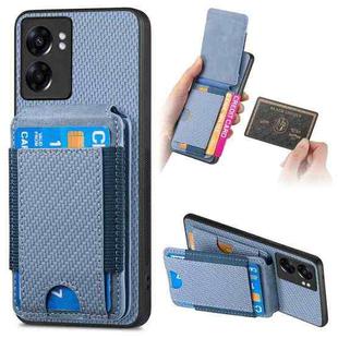 For OPPO A57 5G Carbon Fiber Vertical Flip Wallet Stand Phone Case(Blue)
