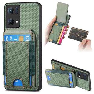 For OPPO Reno7 Pro 5G Carbon Fiber Vertical Flip Wallet Stand Phone Case(Green)