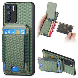 For OPPO Reno6 5G Carbon Fiber Vertical Flip Wallet Stand Phone Case(Green)
