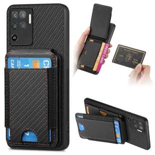 For OPPO F19 Pro Carbon Fiber Vertical Flip Wallet Stand Phone Case(Black)