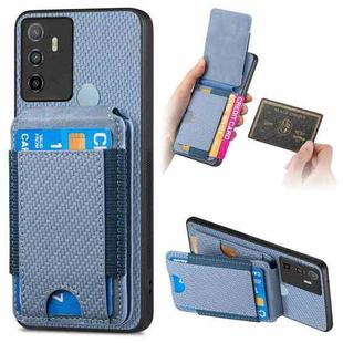 For OPPO A53 / A53S Carbon Fiber Vertical Flip Wallet Stand Phone Case(Blue)