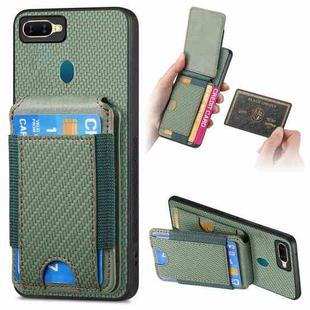 For OPPO A7 / A12 Carbon Fiber Vertical Flip Wallet Stand Phone Case(Green)