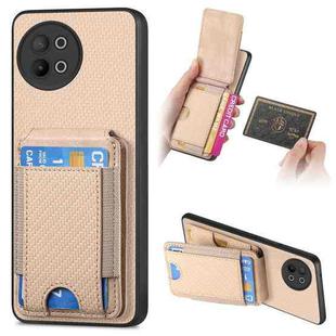 For vivo S18e Carbon Fiber Vertical Flip Wallet Stand Phone Case(Khaki)