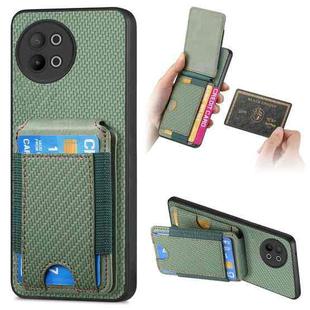 For vivo S18e Carbon Fiber Vertical Flip Wallet Stand Phone Case(Green)