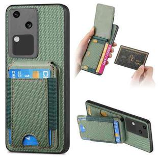 For vivo S18 Carbon Fiber Vertical Flip Wallet Stand Phone Case(Green)