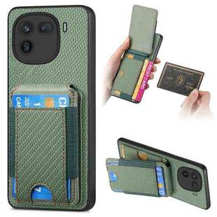 For vivo iQOO 12 Pro Carbon Fiber Vertical Flip Wallet Stand Phone Case(Green)