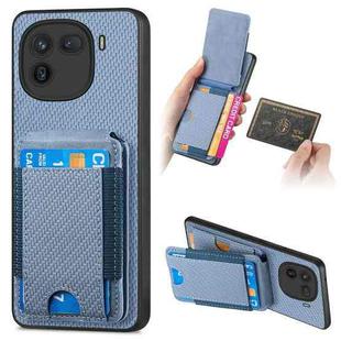 For vivo iQOO 12 Carbon Fiber Vertical Flip Wallet Stand Phone Case(Blue)