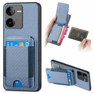For vivo iQOO Z8 Carbon Fiber Vertical Flip Wallet Stand Phone Case(Blue)