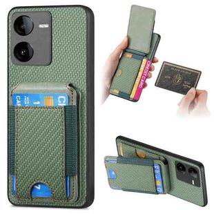 For vivo iQOO Z8 Carbon Fiber Vertical Flip Wallet Stand Phone Case(Green)