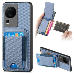 For vivo iQOO Neo 7 SE Carbon Fiber Vertical Flip Wallet Stand Phone Case(Blue)