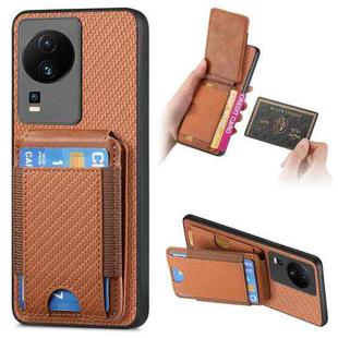 For vivo iQOO Neo 7 SE Carbon Fiber Vertical Flip Wallet Stand Phone Case(Brown)