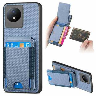 For vivo Y02 Carbon Fiber Vertical Flip Wallet Stand Phone Case(Blue)