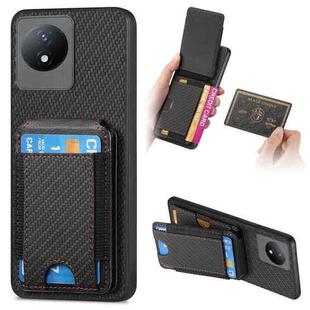 For vivo Y02 Carbon Fiber Vertical Flip Wallet Stand Phone Case(Black)