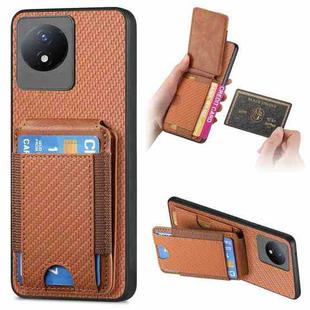 For vivo Y02 Carbon Fiber Vertical Flip Wallet Stand Phone Case(Brown)