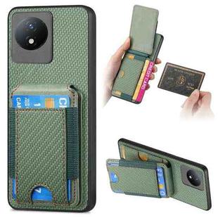 For vivo Y02 Carbon Fiber Vertical Flip Wallet Stand Phone Case(Green)