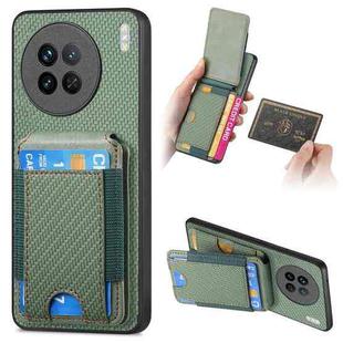 For vivo X90 Pro 5G Carbon Fiber Vertical Flip Wallet Stand Phone Case(Green)