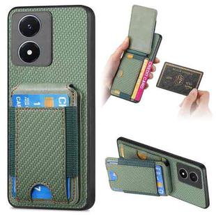 For vivo Y02s Carbon Fiber Vertical Flip Wallet Stand Phone Case(Green)