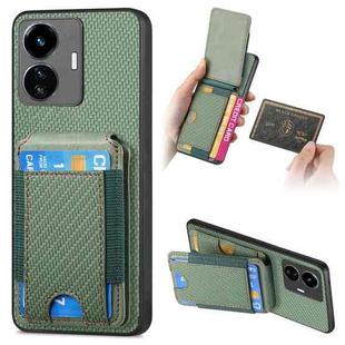 For vivo Y77 5G Carbon Fiber Vertical Flip Wallet Stand Phone Case(Green)