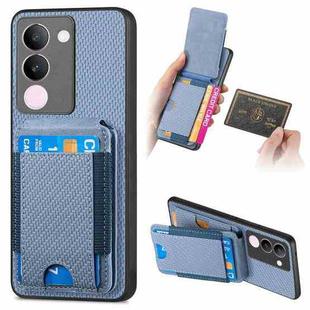 For vivo S17 / S17 Pro / V29 Carbon Fiber Vertical Flip Wallet Stand Phone Case(Blue)