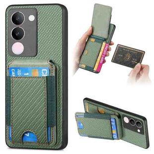 For vivo S17 / S17 Pro / V29 Carbon Fiber Vertical Flip Wallet Stand Phone Case(Green)