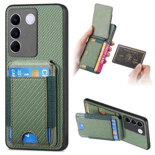 For vivo S16E/V27E Carbon Fiber Vertical Flip Wallet Stand Phone Case(Green)