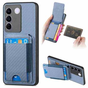 For vivo S16 / V27 Carbon Fiber Vertical Flip Wallet Stand Phone Case(Blue)