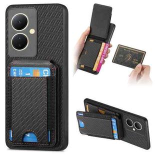 for vivo V29 Lite/Y78+ Carbon Fiber Vertical Flip Wallet Stand Phone Case(Black)
