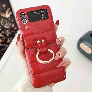 For Samsung Galaxy Z flip4 Laser Aurora Ring Down Jacket Shockproof Phone Case(Red)