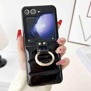 For Samsung Galaxy Z flip5 Laser Aurora Ring Down Jacket Shockproof Phone Case(Black)