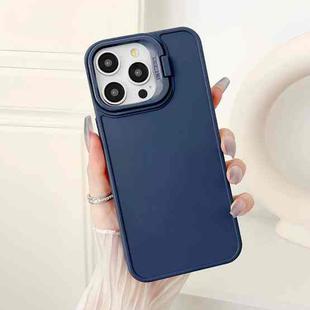 For iPhone 15 Pro Max Lens Frame Holder Shockproof Phone Case(Blue)