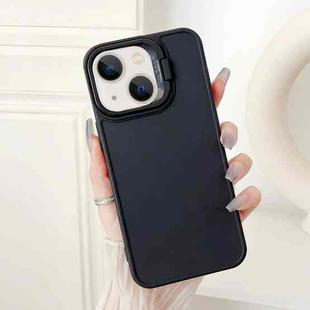 For iPhone 15 Plus Lens Frame Holder Shockproof Phone Case(Black)