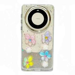 For Huawei Mate 60 Electroplated Frame 3D Strawberry Flower TPU Phone Case(Colorful Flower)