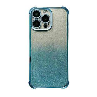 For iPhone 15 Pro Max Electrpolated Glitter Four-corner Shockproof Space TPU Phone Case(Gradient Blue)