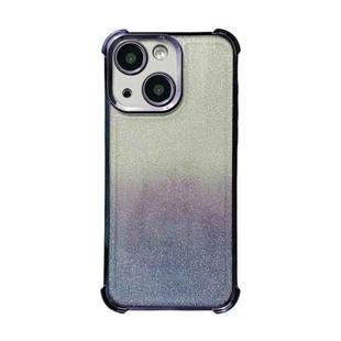 For iPhone 15 Plus Electrpolated Glitter Four-corner Shockproof Space TPU Phone Case(Gradient Purple)