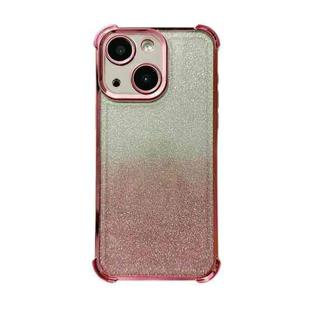 For iPhone 15 Electrpolated Glitter Four-corner Shockproof Space TPU Phone Case(Gradient Pink)