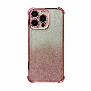 For iPhone 14 Pro Electrpolated Glitter Four-corner Shockproof Space TPU Phone Case(Gradient Pink)