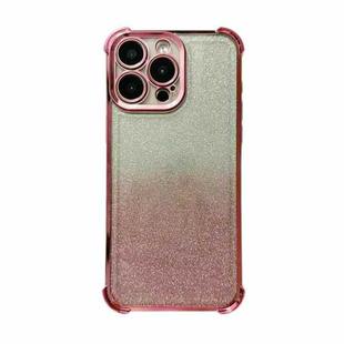 For iPhone 14 Pro Max Electrpolated Glitter Four-corner Shockproof Space TPU Phone Case(Gradient Pink)