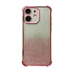 For iPhone 12 Electrpolated Glitter Four-corner Shockproof Space TPU Phone Case(Gradient Pink)