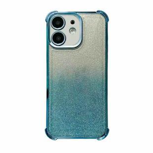 For iPhone 12 Electrpolated Glitter Four-corner Shockproof Space TPU Phone Case(Gradient Blue)