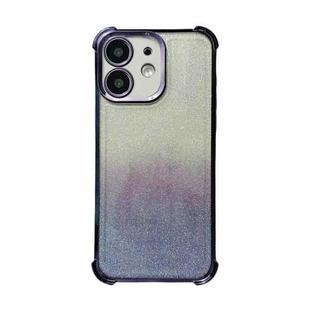 For iPhone 12 Electrpolated Glitter Four-corner Shockproof Space TPU Phone Case(Gradient Purple)