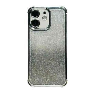 For iPhone 12 Electrpolated Glitter Four-corner Shockproof Space TPU Phone Case(Gradient Silver)