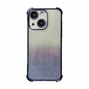 For iPhone 14 Electrpolated Glitter Four-corner Shockproof Space TPU Phone Case(Gradient Purple)