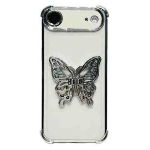 For iPhone Air Electrpolated 3D Butterfly Holder TPU Phone Case(Silver)