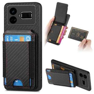 For Realme GT5 Carbon Fiber Vertical Flip Wallet Stand Phone Case(Black)