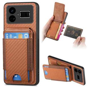 For Realme GT5 Carbon Fiber Vertical Flip Wallet Stand Phone Case(Brown)