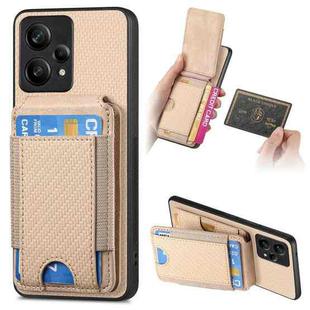 For Realme 9 Pro+ Carbon Fiber Vertical Flip Wallet Stand Phone Case(Khaki)