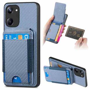 For Realme C33 Carbon Fiber Vertical Flip Wallet Stand Phone Case(Blue)
