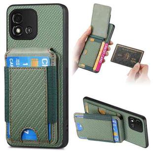For Realme C11 2021 Carbon Fiber Vertical Flip Wallet Stand Phone Case(Green)