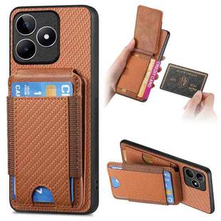 For Realme C53 Carbon Fiber Vertical Flip Wallet Stand Phone Case(Brown)